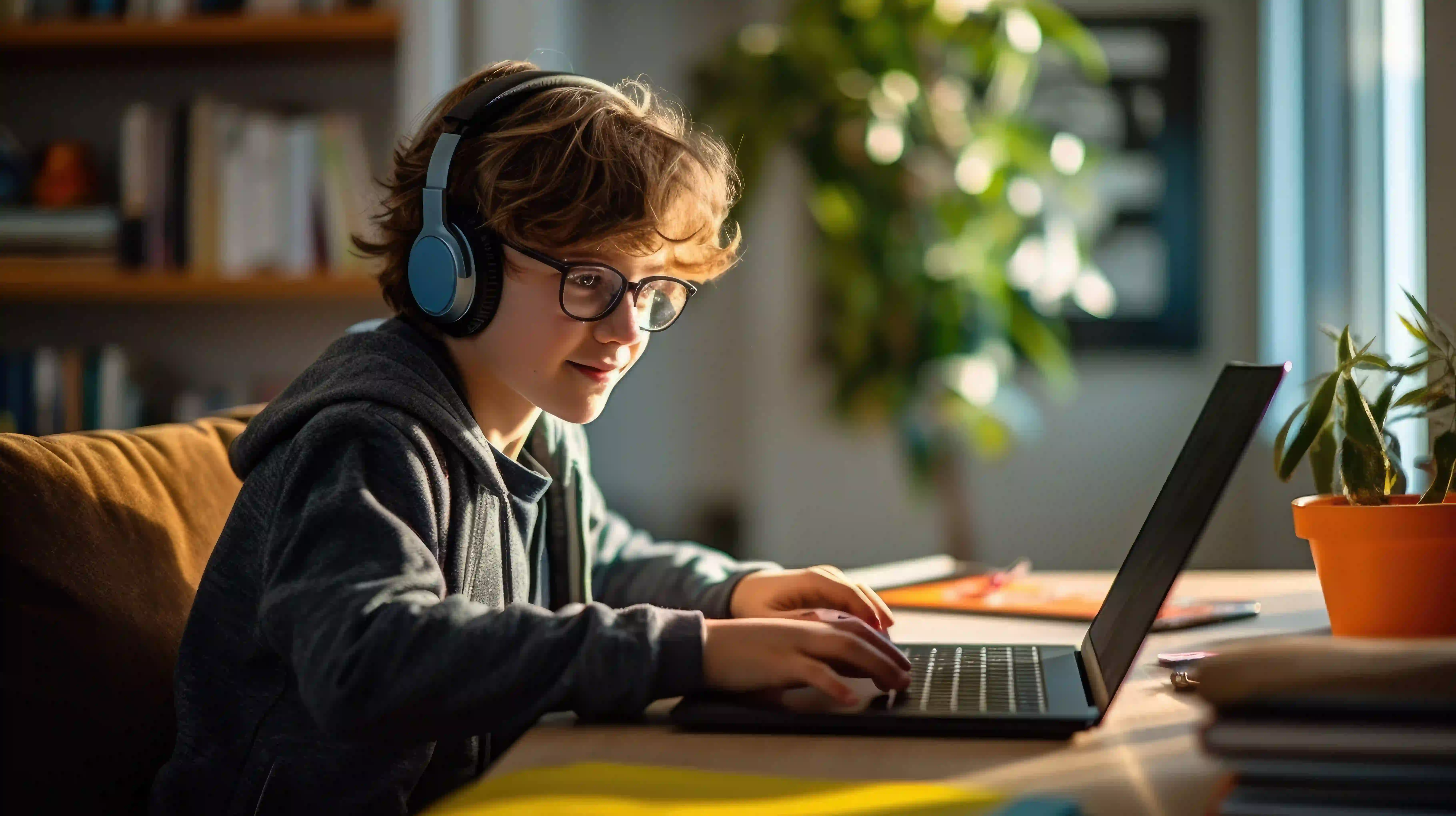 An NCEA Level 2 student studying during an online biology tutoring session