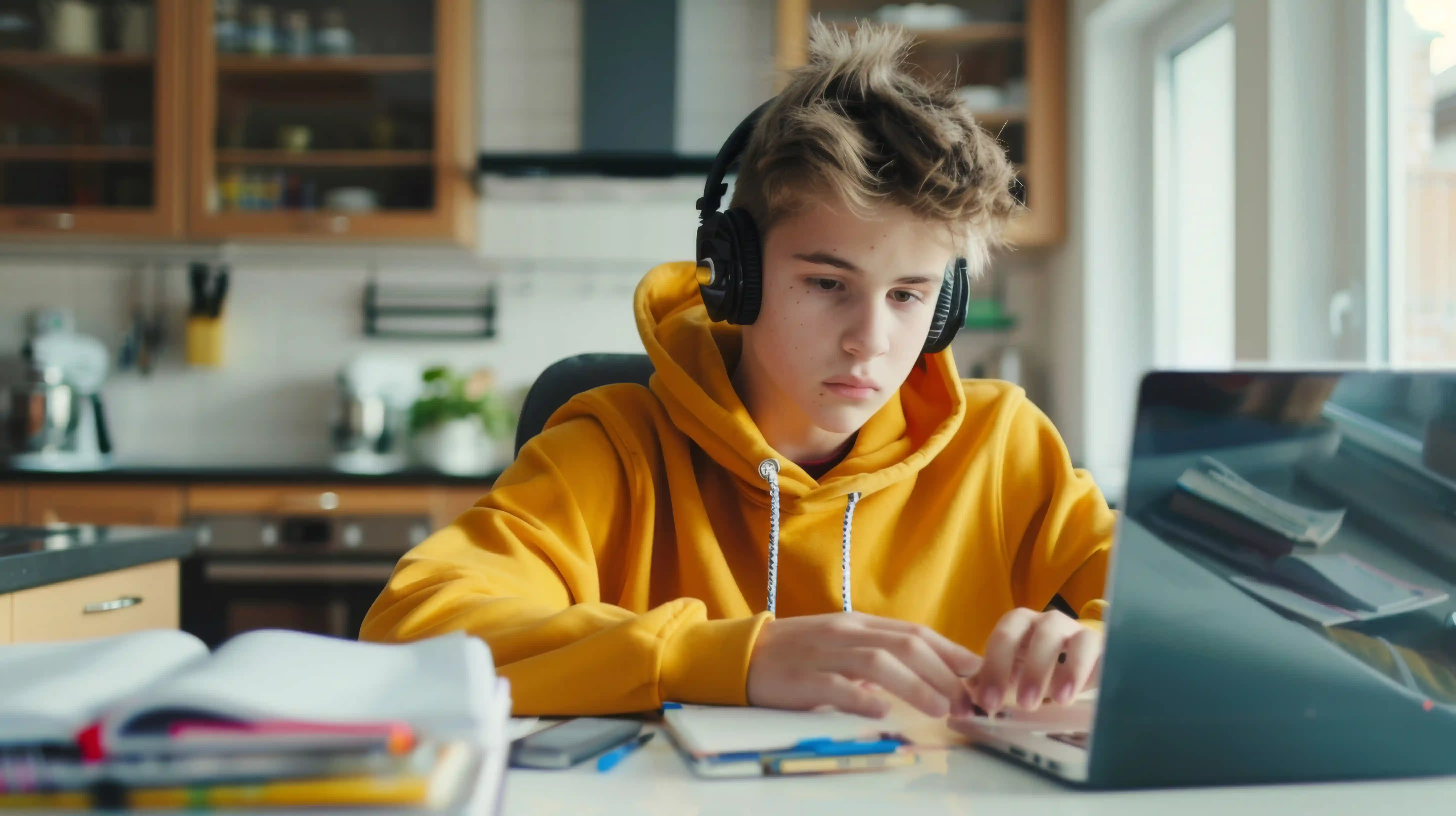 An NCEA Level 2 student studying during an online chemistry tutoring session