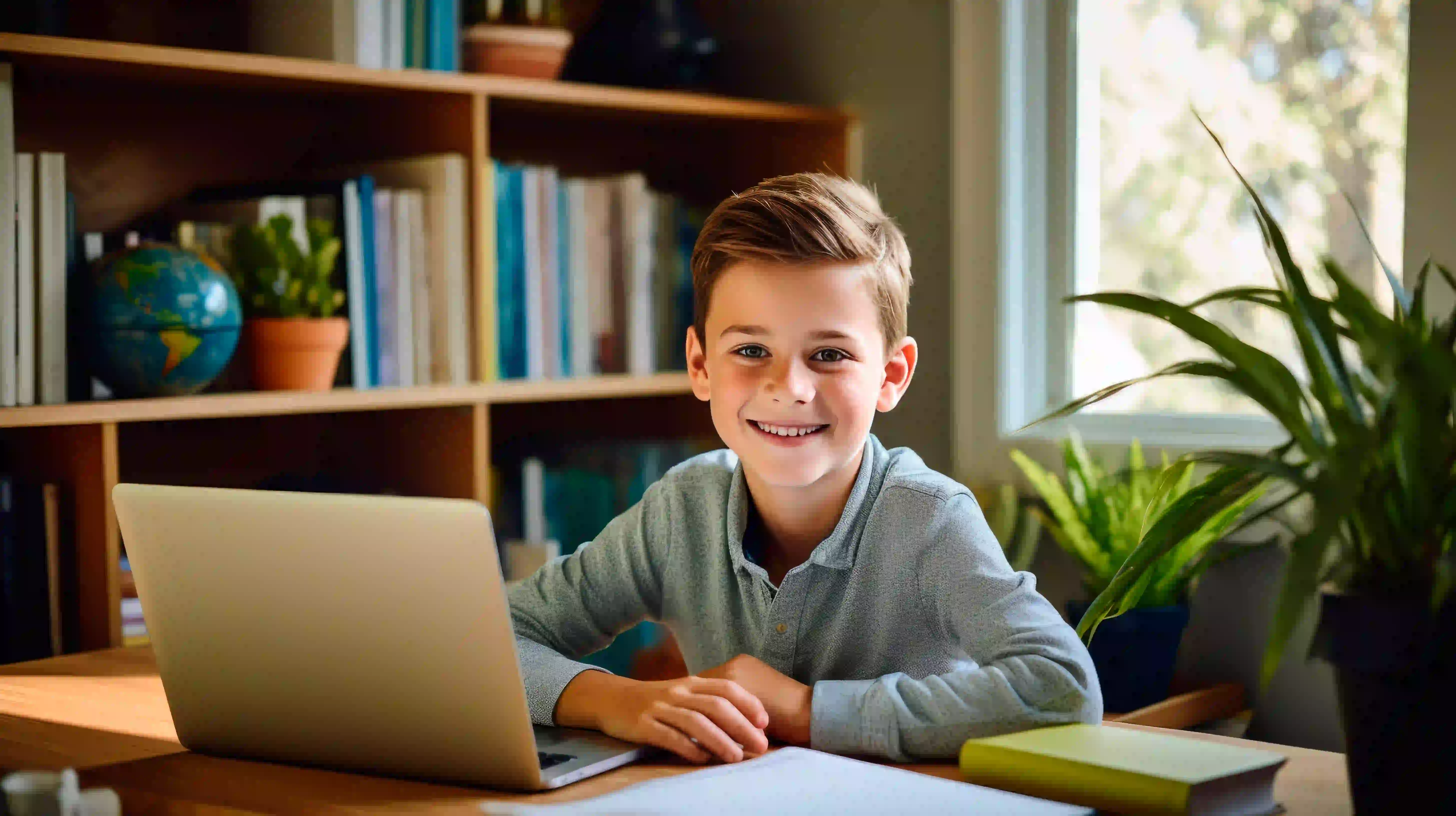 A secondary school student studying during an online science tutoring session