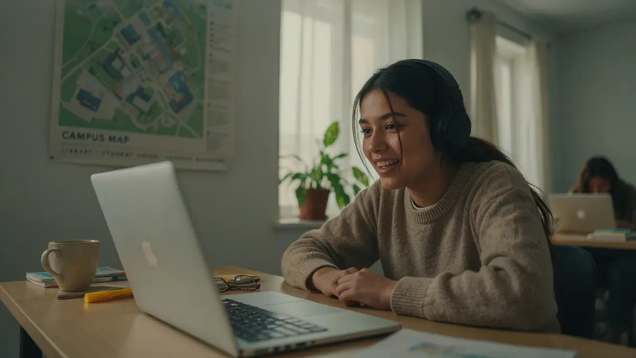 A student in Canada attending an online elementary ELA tutoring session on a laptop