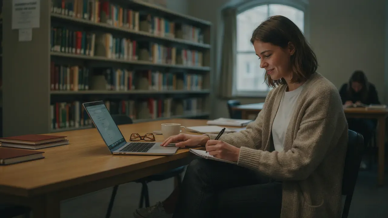 A student writing notes during an online elementary ELA tutoring session