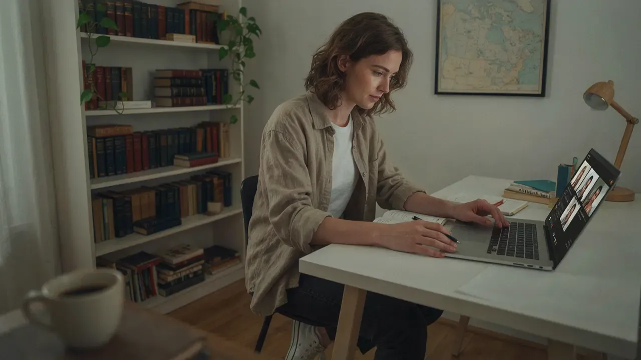 Student learning English online with a tutor