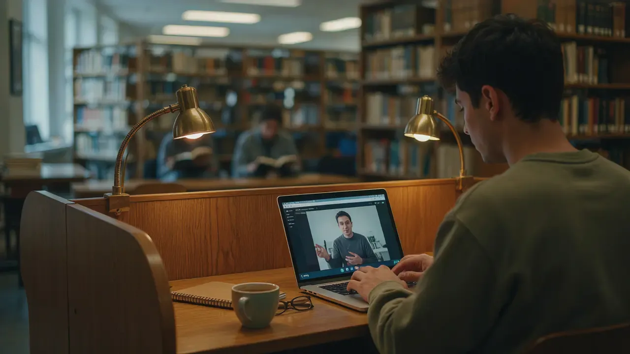 A student studying with a laptop during an online elementary maths tutoring session