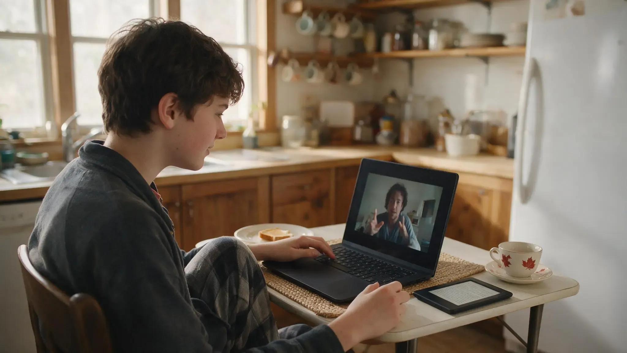 A high school student in Canada attending an online chemistry tutoring session