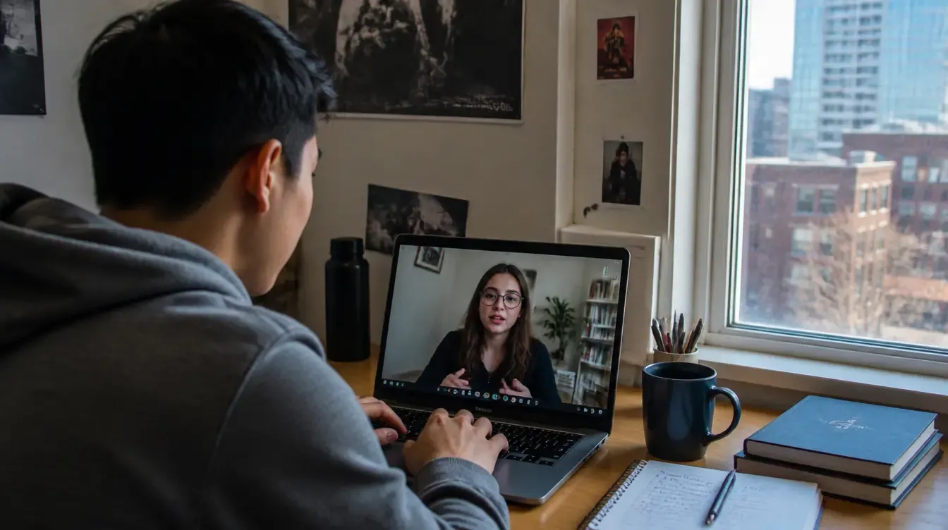 A student in Canada attending an online AP exam preparation tutoring session