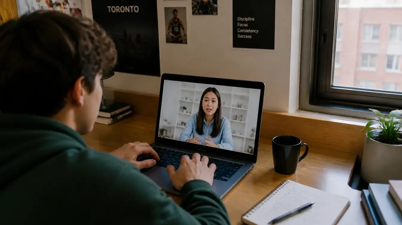 A student studying during an online OSSLT preparation tutoring session