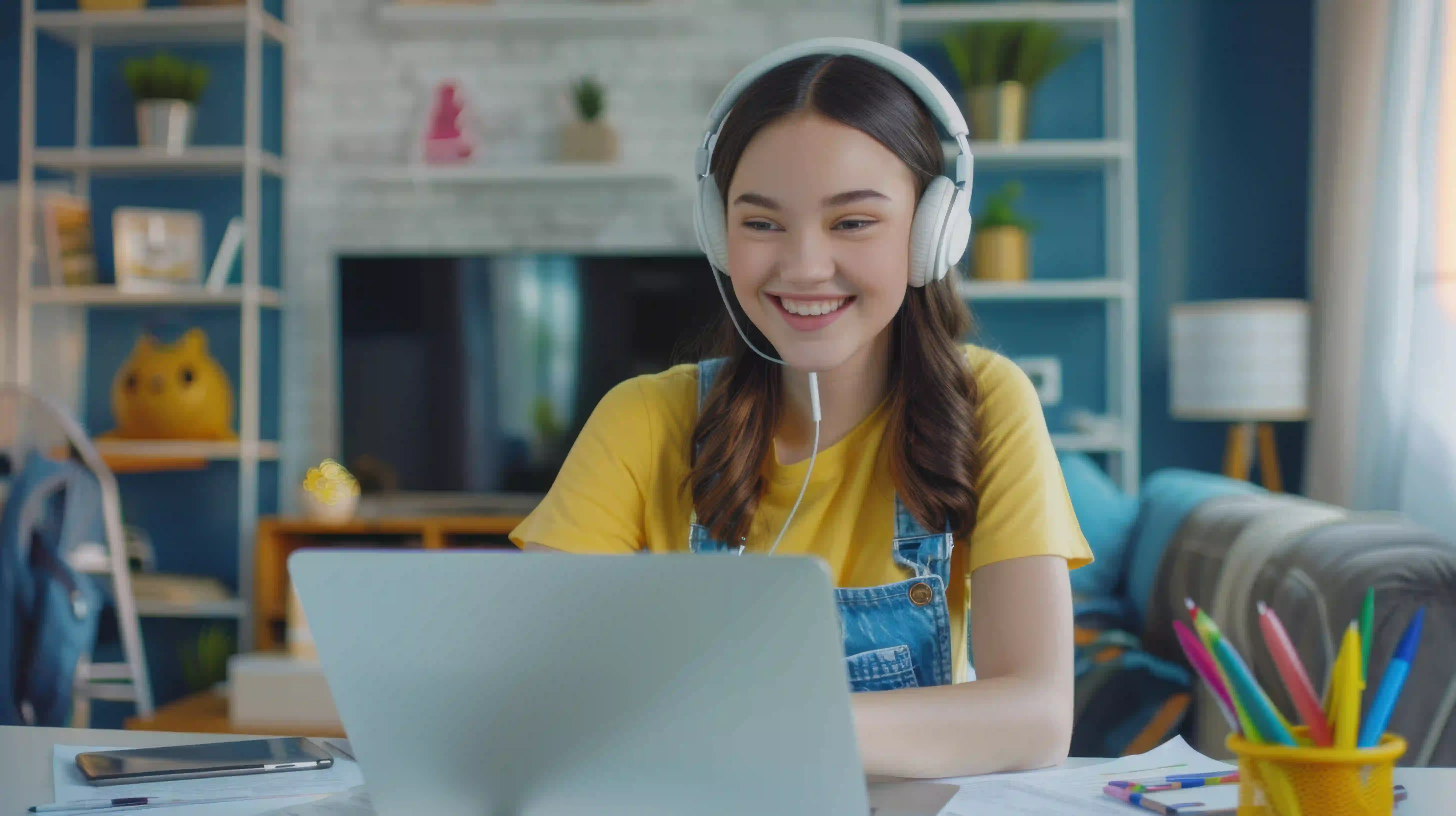 A Singapore student in a video call with their online History tutor
