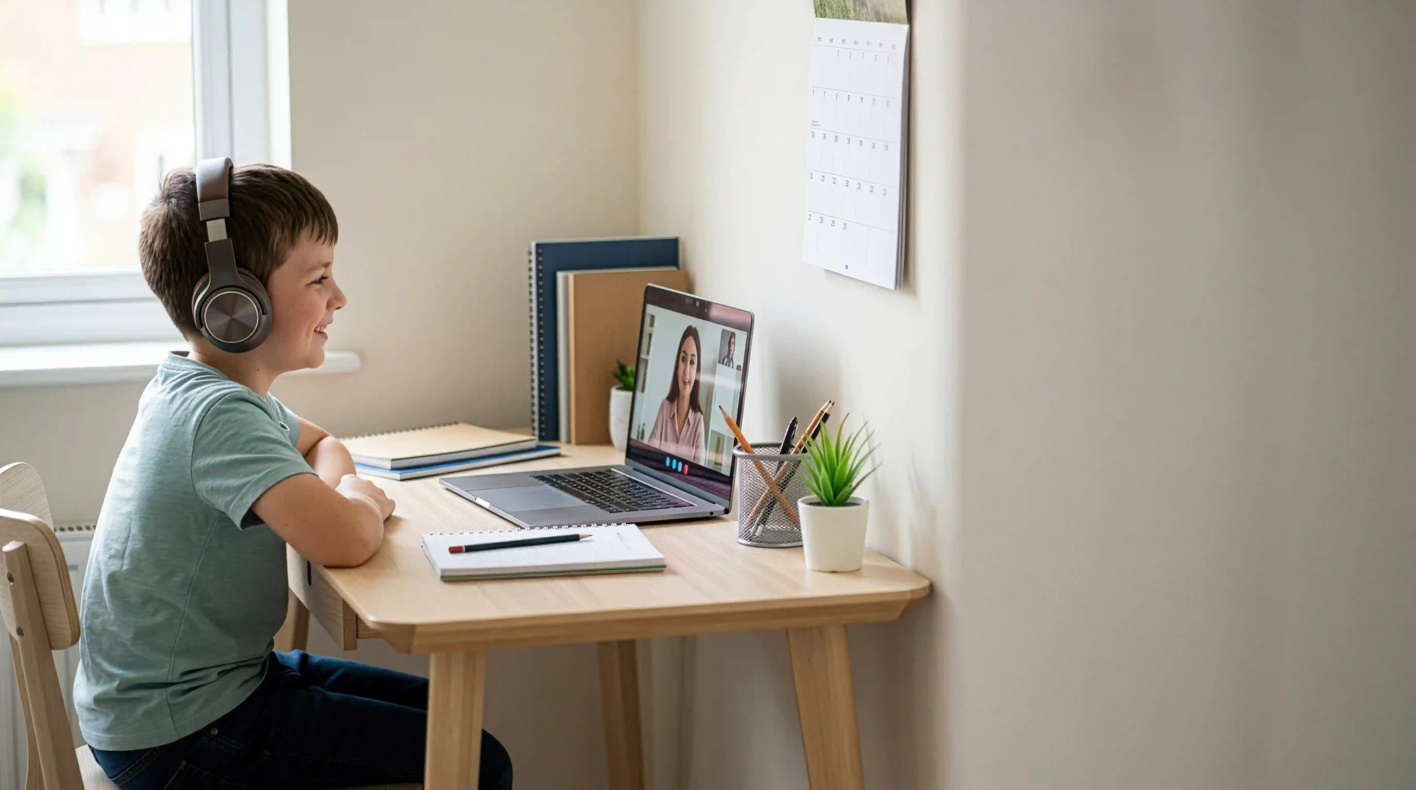 A Singapore student studying with a laptop during an online Literature in English tutoring session