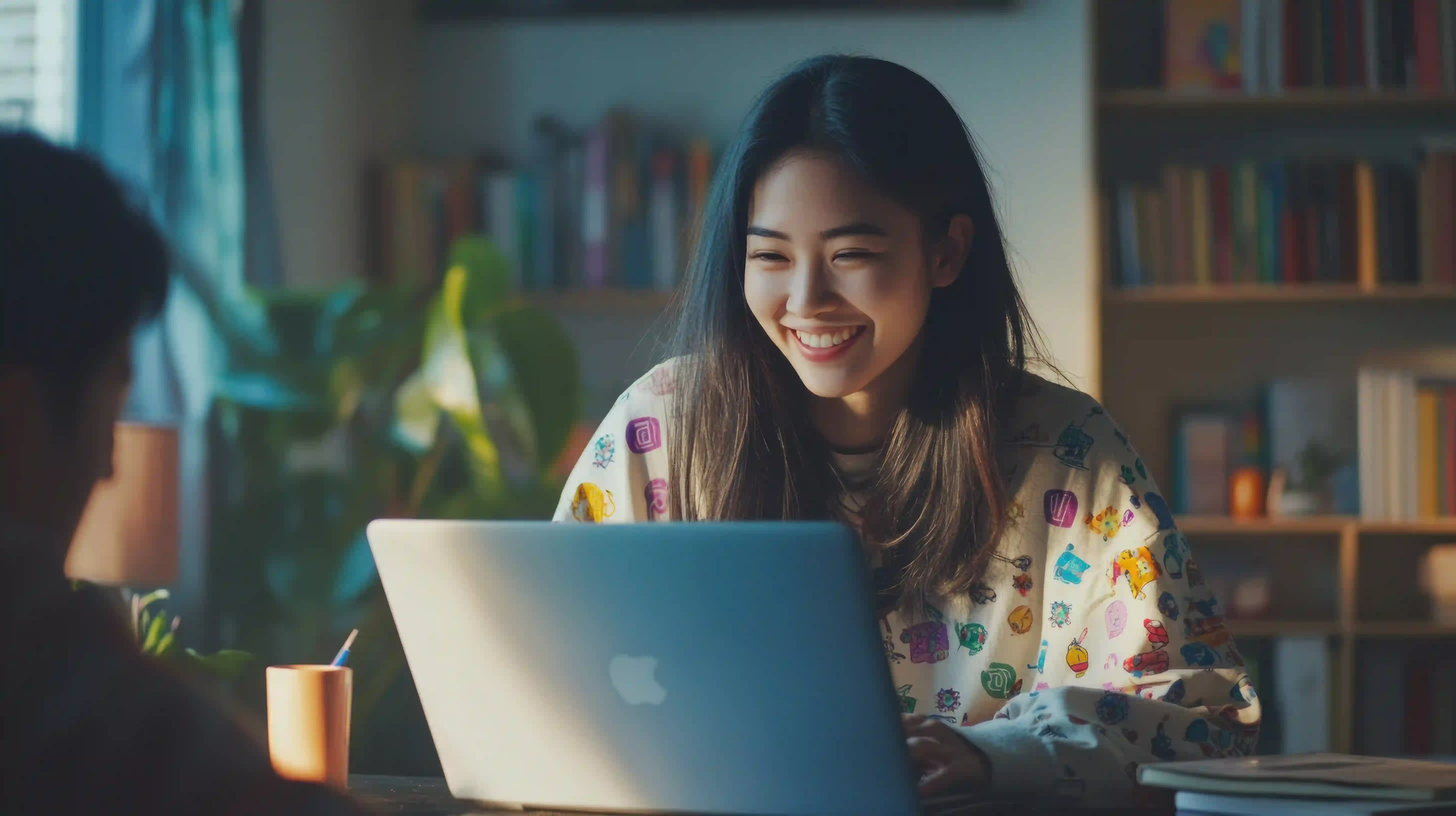 A Singapore student studying with a laptop during an online Social Studies tutoring session